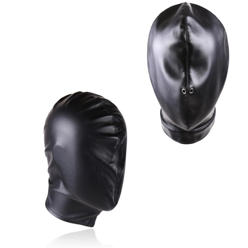 Unisex Donna Uomo Cosplay Maschera Facciale Halloween Sexy PU Pelle Coulisse Maschere Complete Cappuccio per Gioco di Ruolo Costume Copricapo
