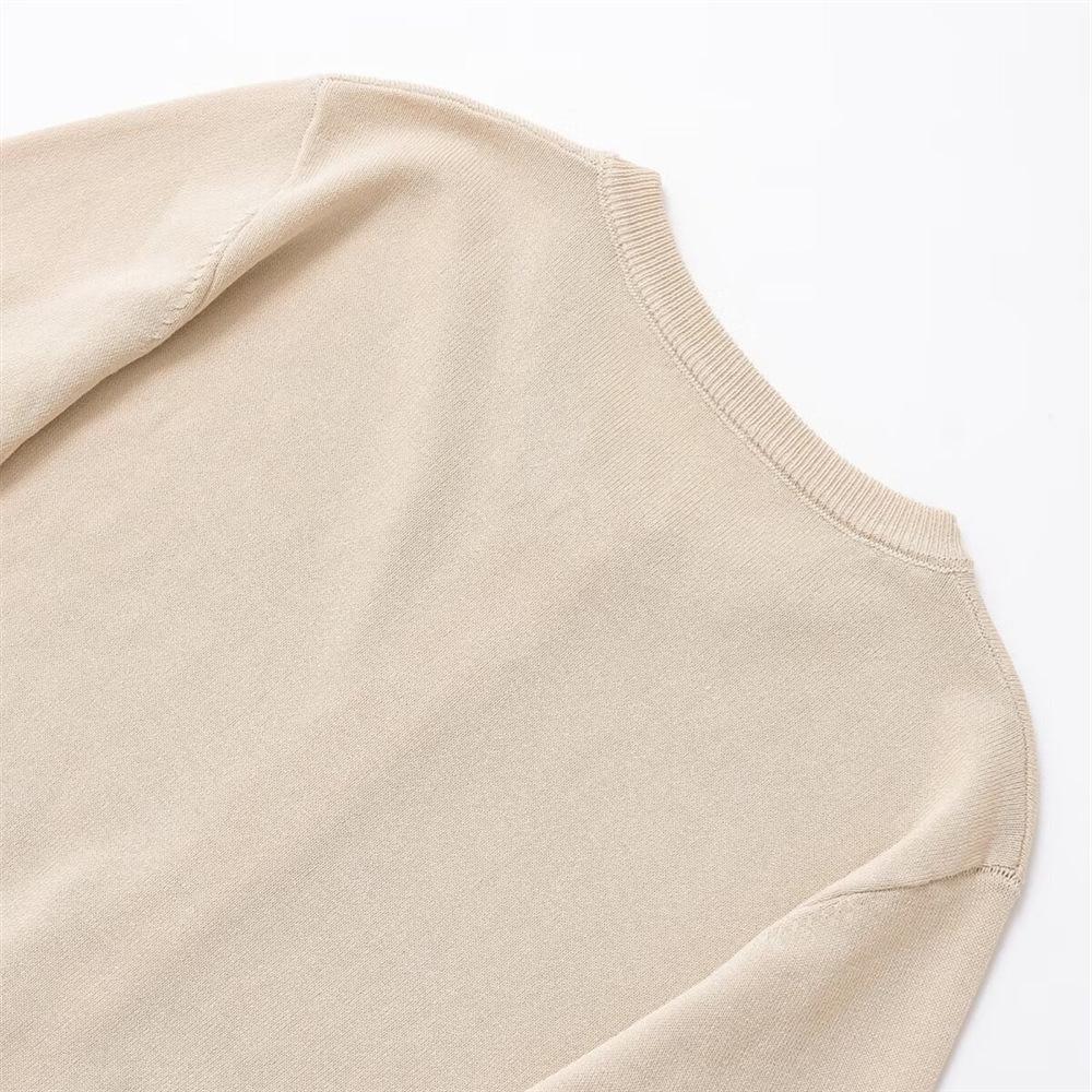 Women's Spring 2025 Round Neck Single-Breasted Color Block Patchwork Knit Top