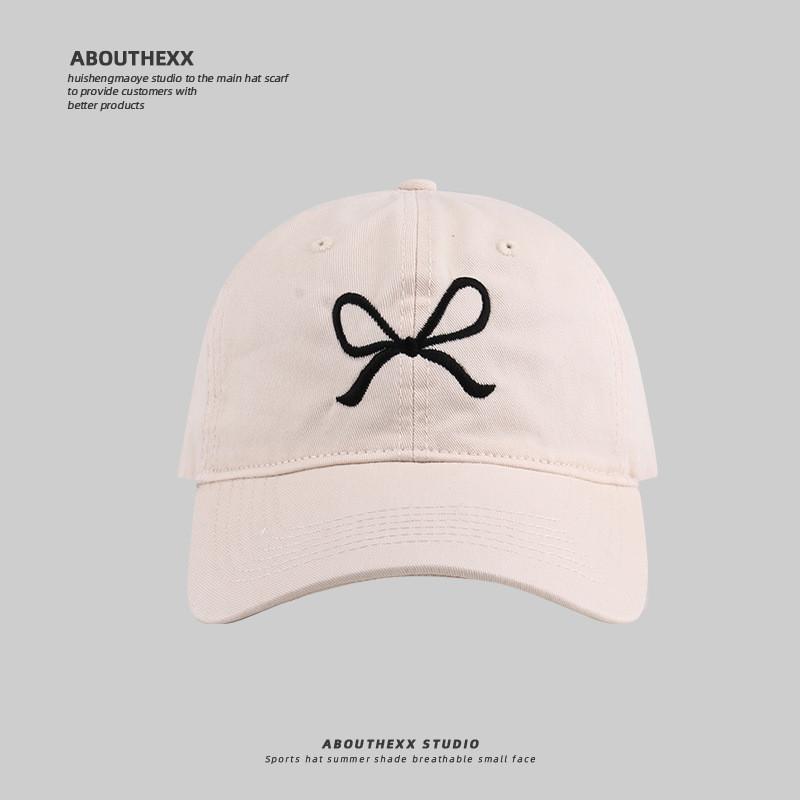 Bow Embroidered Baseball Cap With Sunshade And Breathable Cotton For Teens And Adults