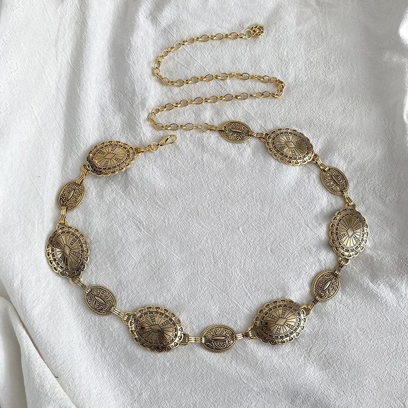 Metal Elegant Women Waist Belt With Vintage Carved Design For Wear Everyday