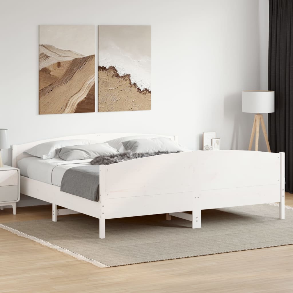 Solid Wood Bed without Mattress White 200x200 cm Pine Wood