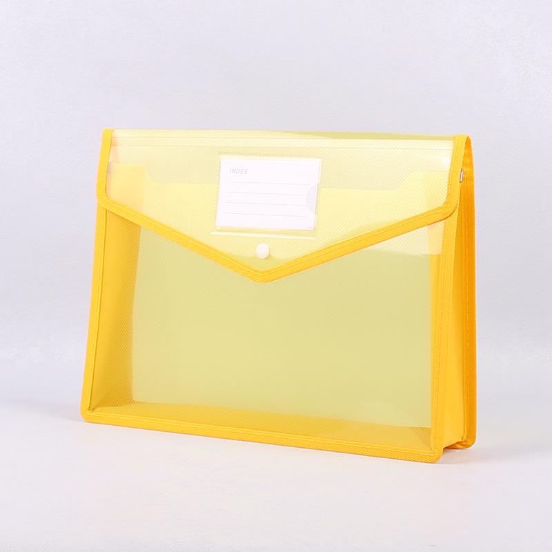A4 Transparent Large Capacity Snap Button File Bag for Office and Student Documents