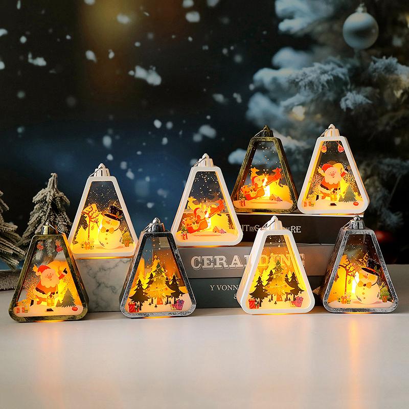 Christmas Retro Wind Lamp,Christmas Led Candle Holders,Snow Globe Lantern Santa Lighted Gifts,Winter Xmas Illuminated Ornament