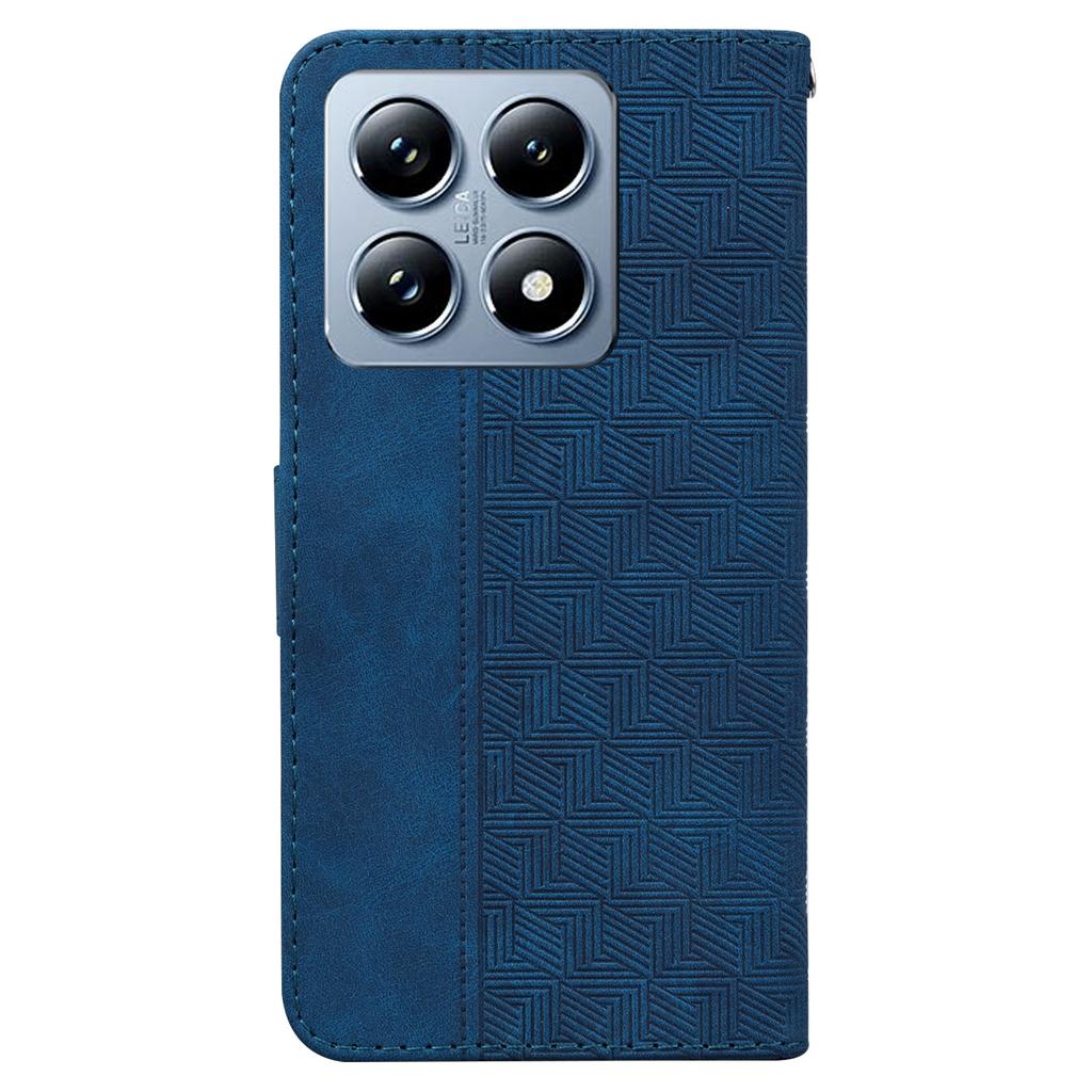 For Xiaomi 14T Pro Case Geometry Pattern Leather Wallet Phone Cover with Wrist Strap