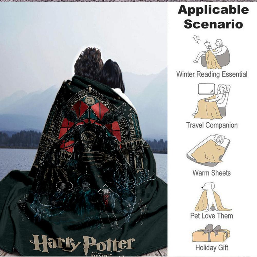 1pc Harry Potter Flannel Throw Blanket - HD Printed Lightweight Soft Warm All-Season Blanket for Sofa, Bed, Travel, Camping 097