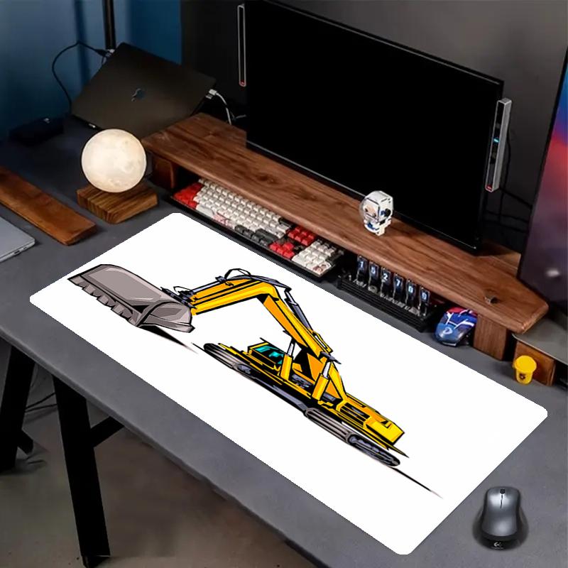 excavator Theme Mouse Pad, Non Slip Rubber Base, Multifunctional Office & Home Decor, Perfect for Workspace Personalization.