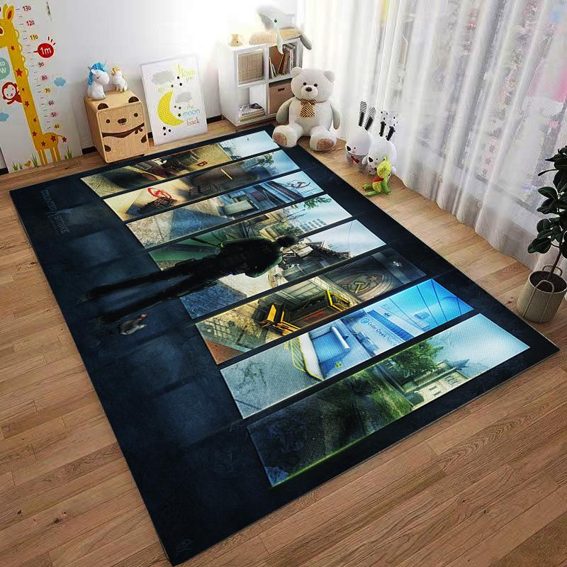 Tappeto Battlefield View Tappeto Ispirato a Counter-Strike per Arredo Stanza da Gioco Adatto per l'uso come tappetino da gioco antiscivolo per divani del soggiorno e della camera da letto