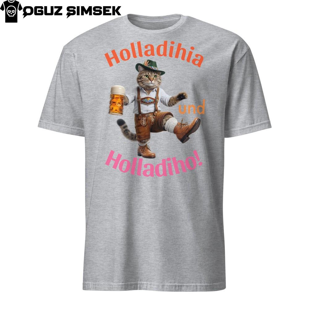 

Кот в баварском наряде, танцующий шлёпплаттлер, в футболке с надписью Holladihia und Holladiho 4XL