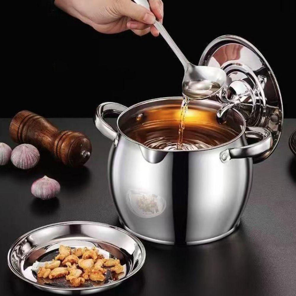 1.5/4L Oil Filter Pot Binaural Handle Lard Jug Durable Lard Storage Can  Cooking