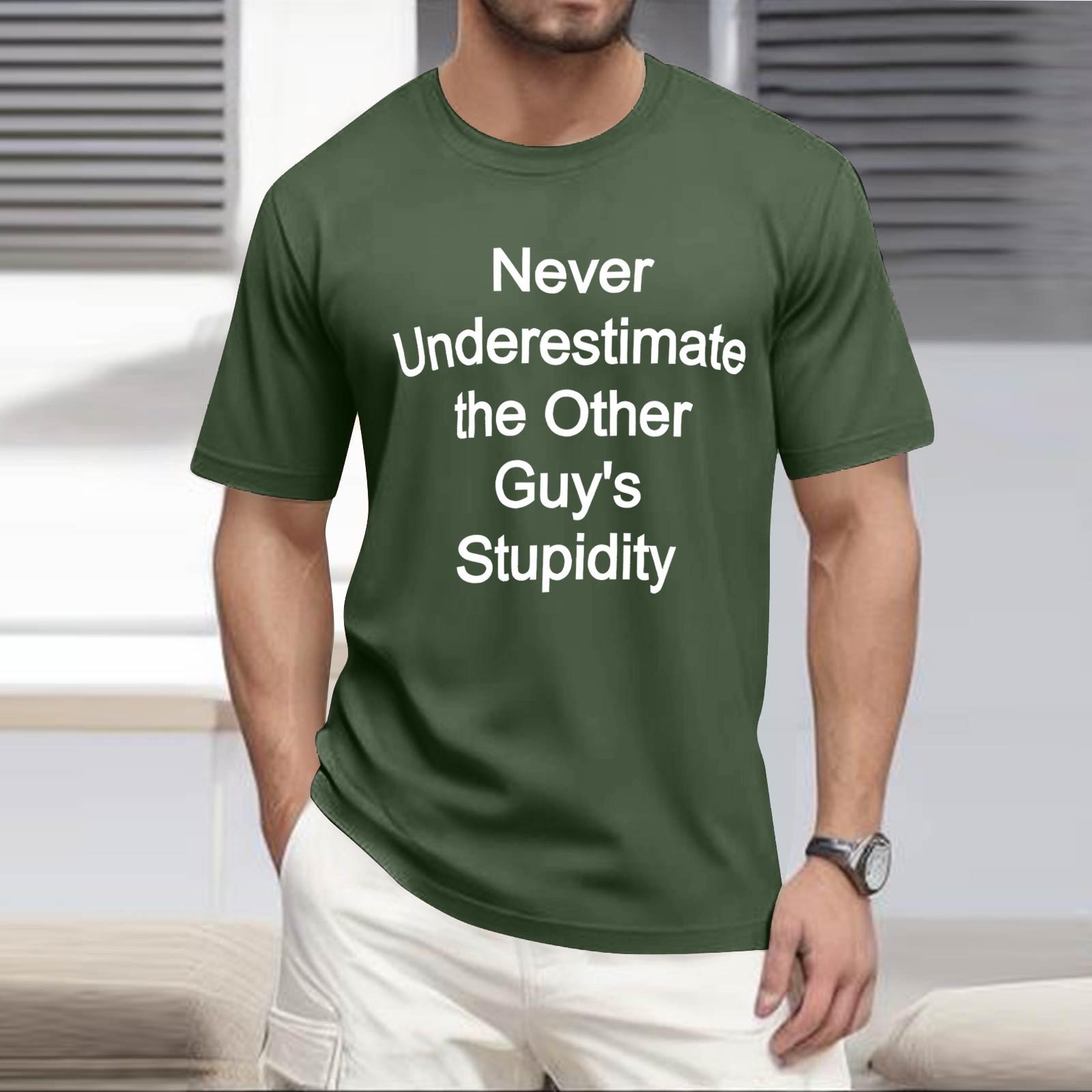 Мужская модная футболка уличная повседневная одежда с коротким рукавом L армия зеленый 1329₽