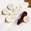 Sealing Wax Stamp Coppers Seals + 1Piece Wood Handle,Vintage Wax Seal Stamp Set for Envelops,Cards,Gift Wrappings
