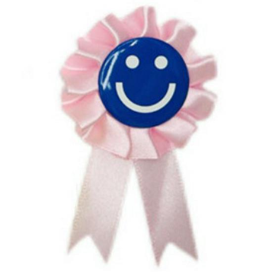 Smiley Face Badge Set with Colorful Polyester Ribbon - 8 Pieces for Kindergarten & Primary School