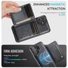 For iPhone 16 Case AUTSPACE A13 Vintage Leather Back Cover with Magnetic Detachable Card Bag