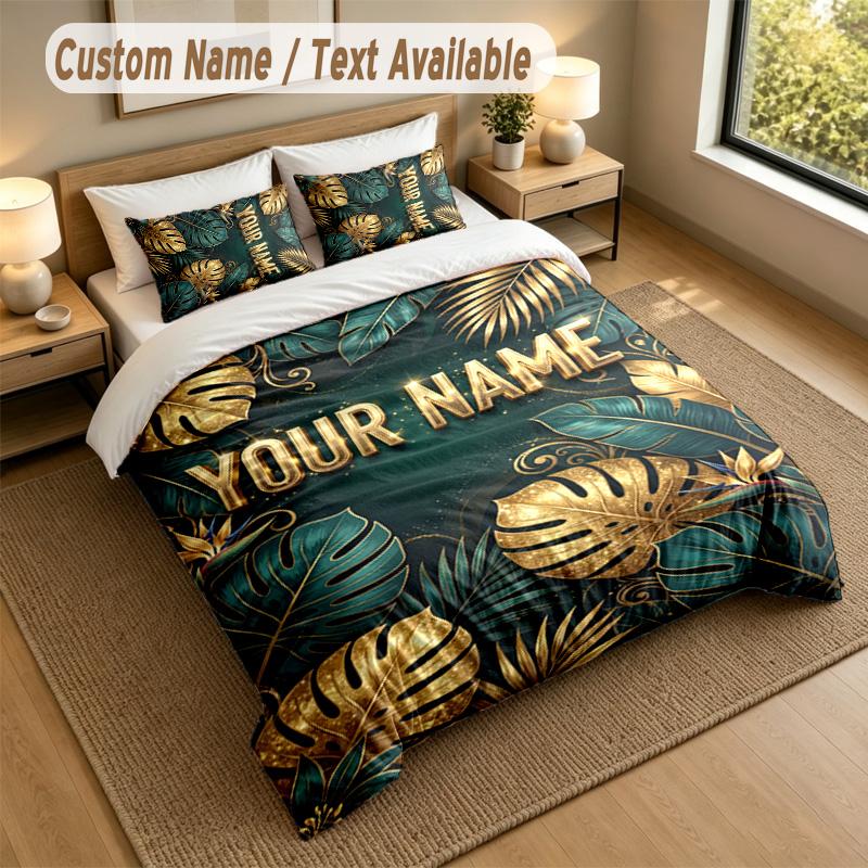 Autumn Harvest Theme Personalized 3Pcs Bedding Set Custom Text & Name 1 Sheet 2 Pillowcases Household Bedding 1pc