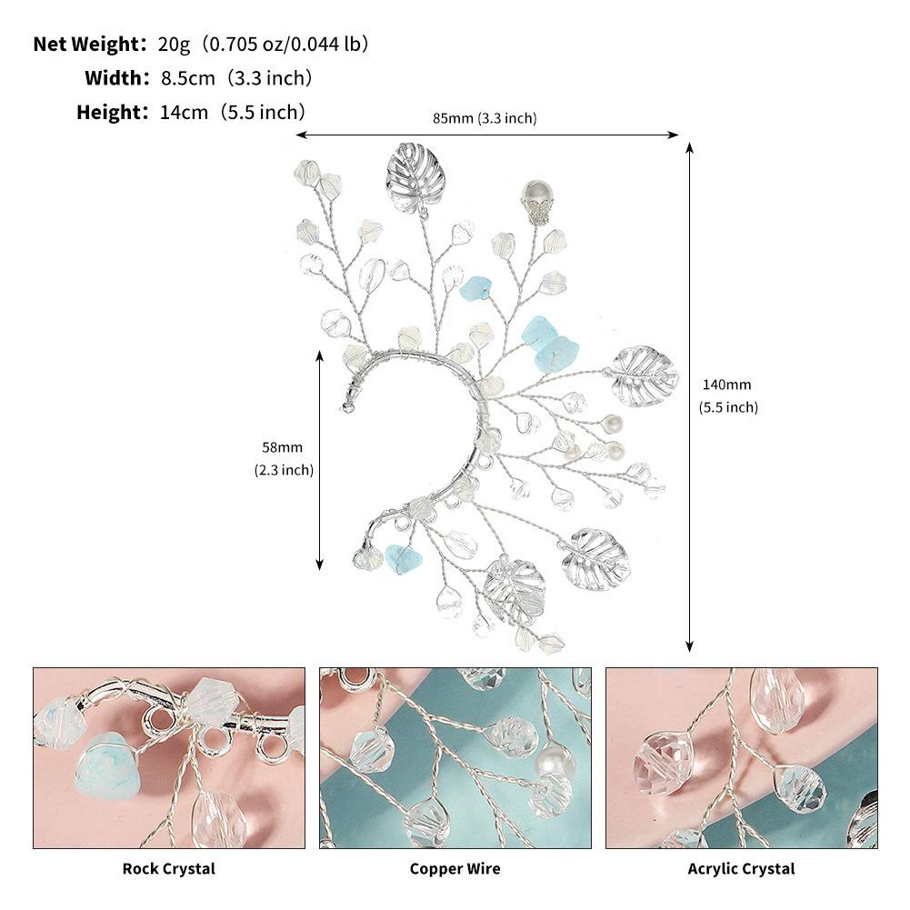 

Новые серьги-каффы с кристаллами и цветочными листьями, красивые легкие роскошные серьги в виде эльфа без проколов, серьги ручной работы