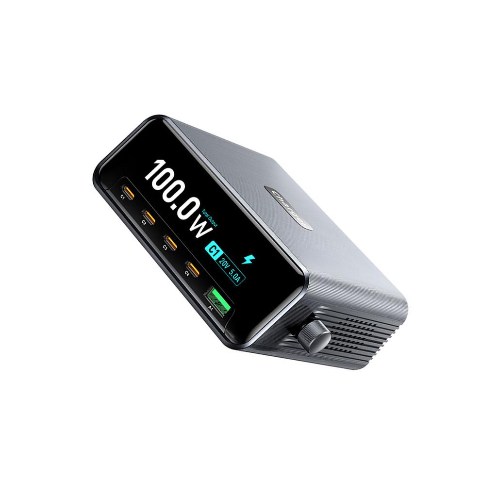 265W GaN Charger 5 Port Fast Charging Station with 2.3 Inch High Definition Screen Smart Power Display