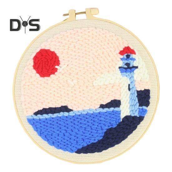 

Набор для вышивания иглами в гавайском стиле своими руками с пяльцами 8 дюймов для начинающих, набор инструментов для вышивания иглами для взрослых F