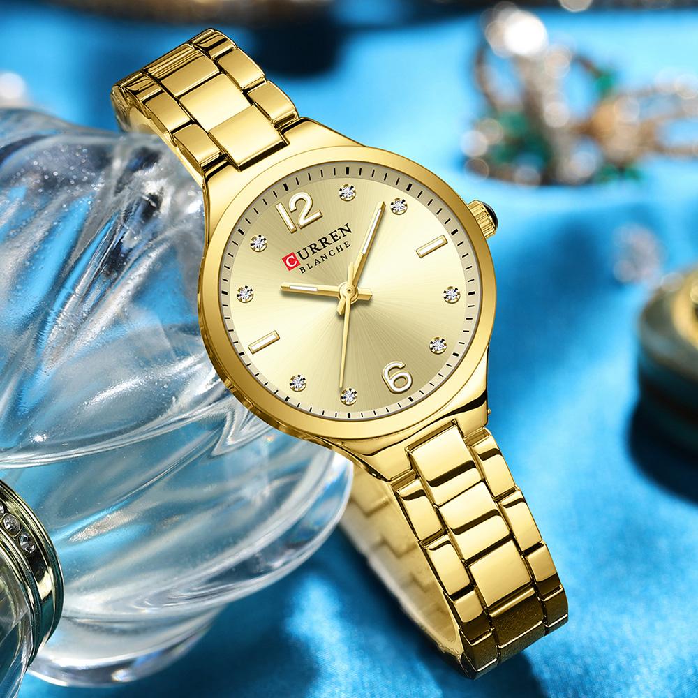 CURREN Reloj Elegante para Mujer Acero Inoxidable Casual Moda Esfera Digital Relojes para Damas Reloj de Pulsera de Cuarzo Reloj Mujer Reloj para Niñas
