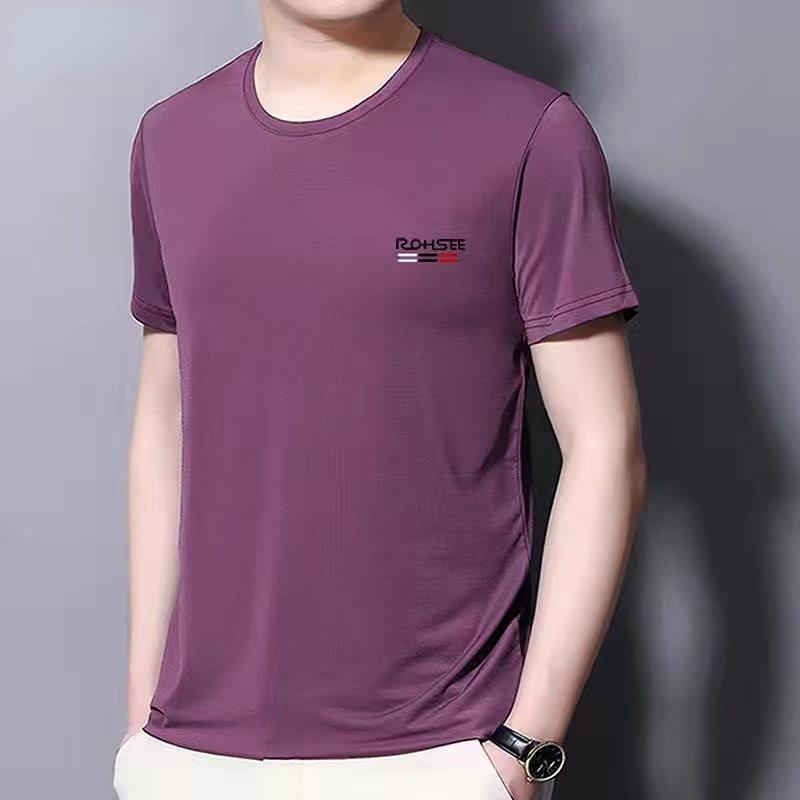 

Летняя футболка с коротким рукавом Мужская футболка Ice Silk с коротким рукавом Спортивная быстросохнущая рубашка Мужская рубашка 4XL фиолетовый
