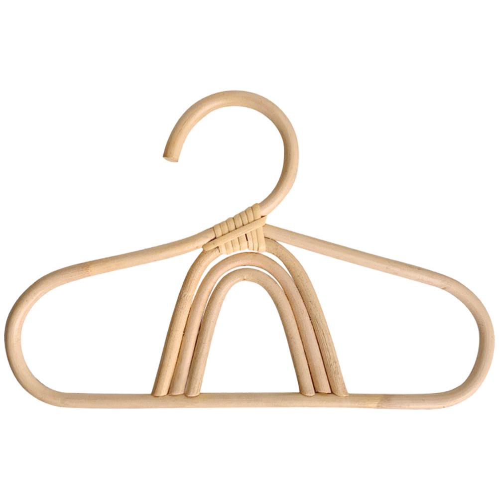 Rattan Childrens Hanger Compact Space-Saving Natural Fiber Hanger for Baby Kids Clothing Dress Skirt Shirt Storage Nursery