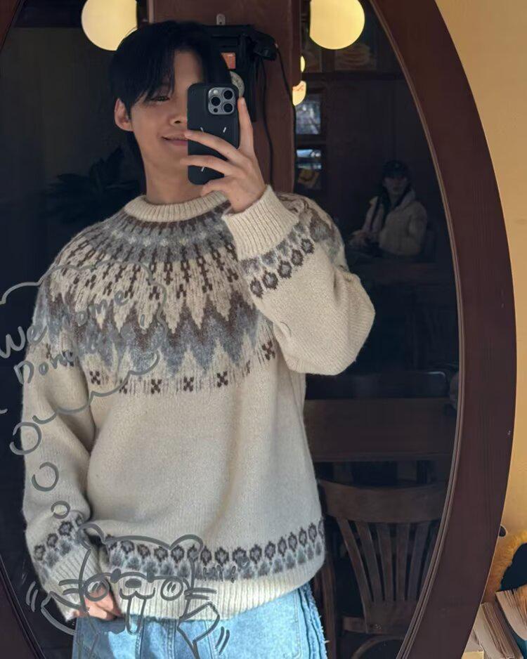 Men’s Soft Knit Fair Isle Sweater - Autumn/Winter 2025 Collection: Casual, Versatile, and Perfect for the Christmas Season
