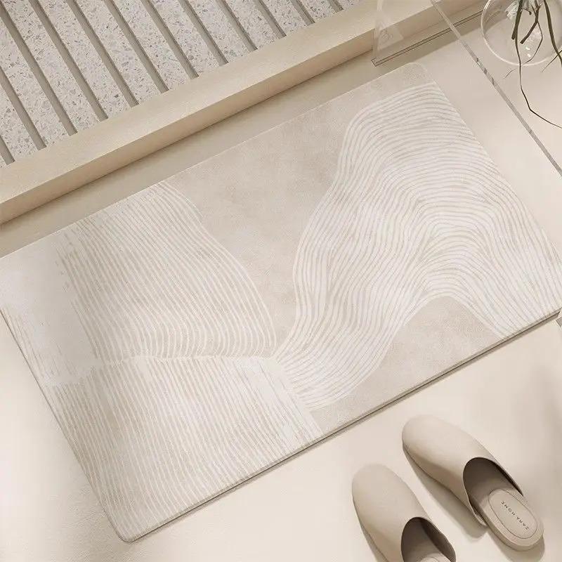 Simple Printed Door Mat for Bedroom Bathroom Floor Mat Toilet Soft Floor Mat Retro Carpets Polyester Foot Pads Home Decoration
