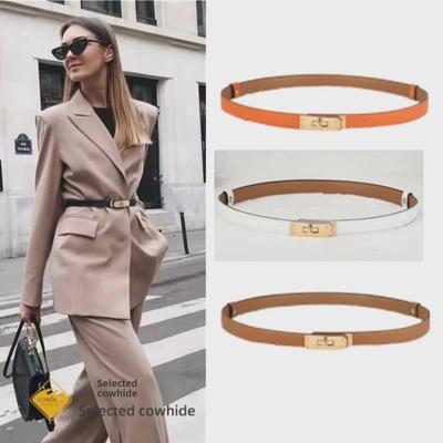 Women's High-Grade Leather Fashion Belt: Versatile Decorative Cowhide Waist Belt for Dresses and Coats