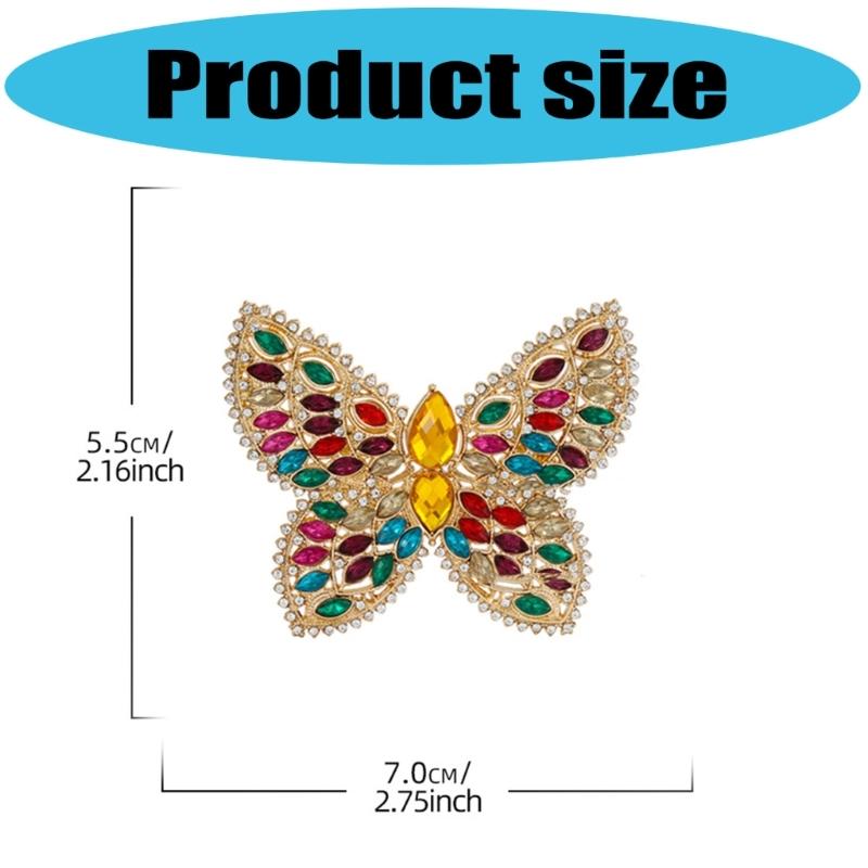Crystal Butterfly Brooch Zinc Alloy Elegant Design Lightweight For Daily Wear And Evening Event Secure Pin Gift