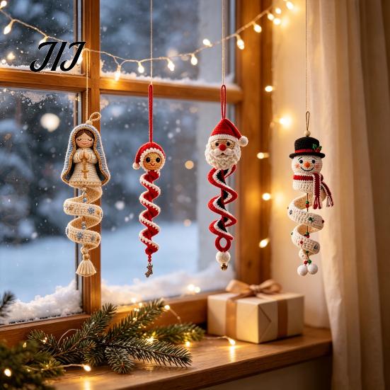 Christmas Stocking Fillers for Crafters Spiral Crochet Kit, DIY Snowman Santa Craft Festive Decoration Making Kit Handmade Hanging Ornament