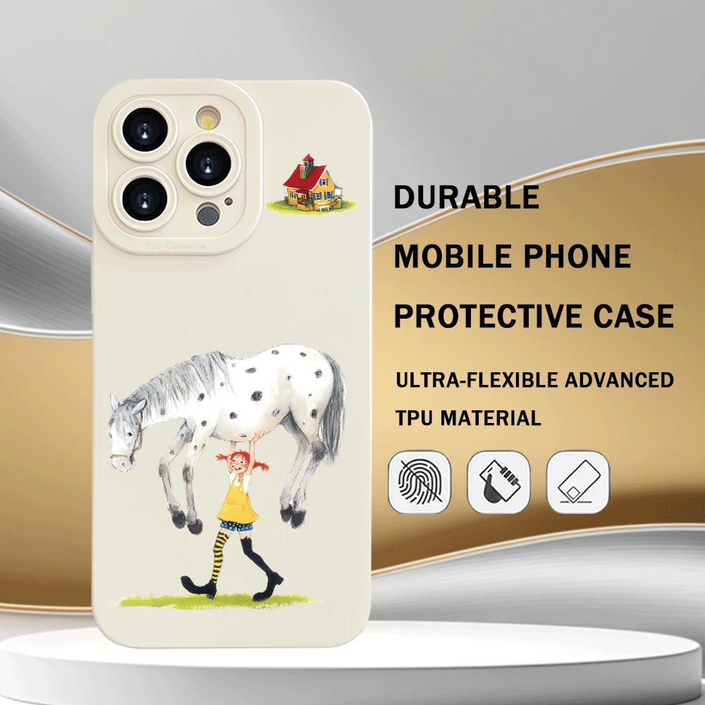 The Whimsical Horse and Girl Design Phone Case Is Suitable for iPhone 17 16 15 14 13 12 11 Pro/Max/Plus Anti Drop and Shockproof