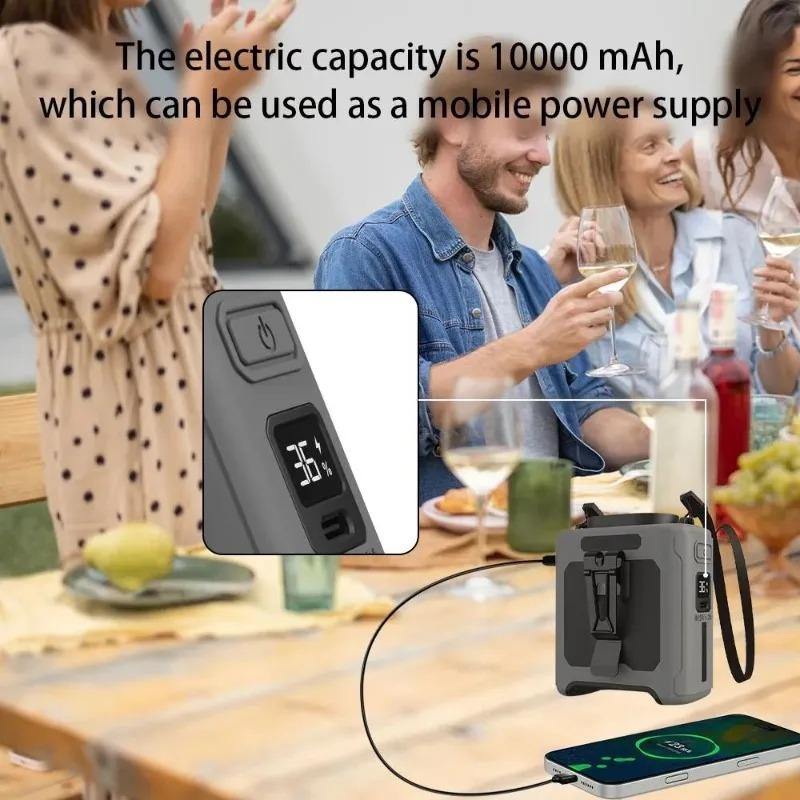 Portable Waist Fan Rechargeable Wearable Shirt Fan with LED Light 5 Speed for Outdoor Jobsite Camping Travel As Power Bank
