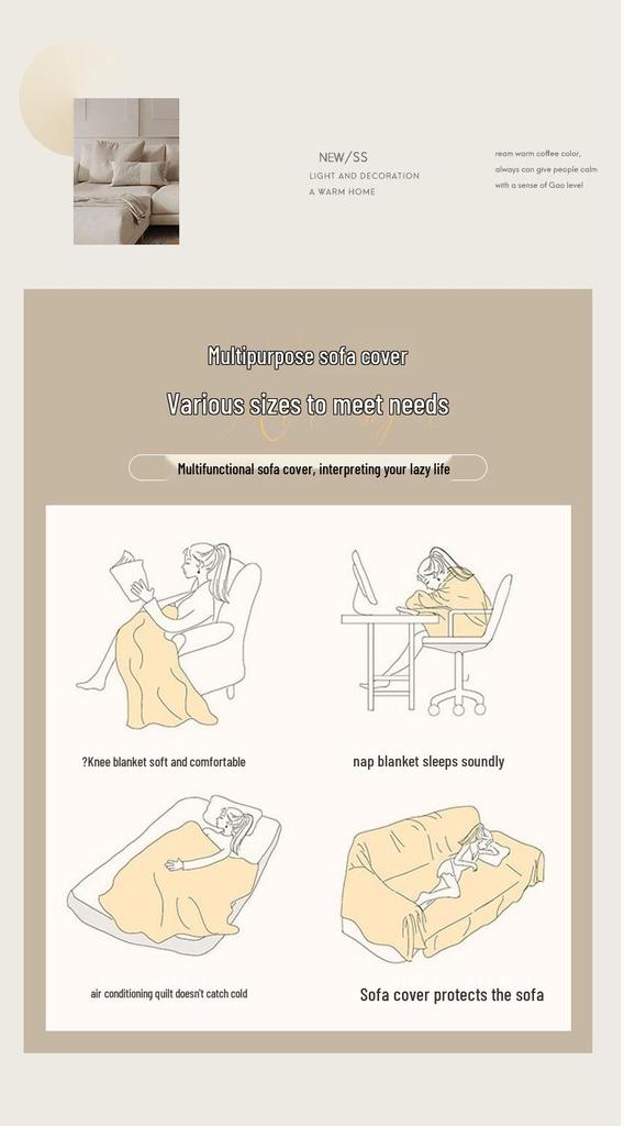 Nordic Chenille Sofa Cover Set – Universal All-Season Throw Blanket and Sofa Towel