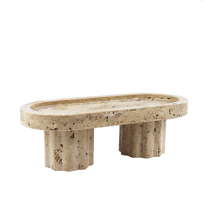 Handcrafted Wabi Sabi Yellow Tray, Geometric High-Footed Multi-Functional Server for Fruit,Natural Crackle Textured Centerpiece