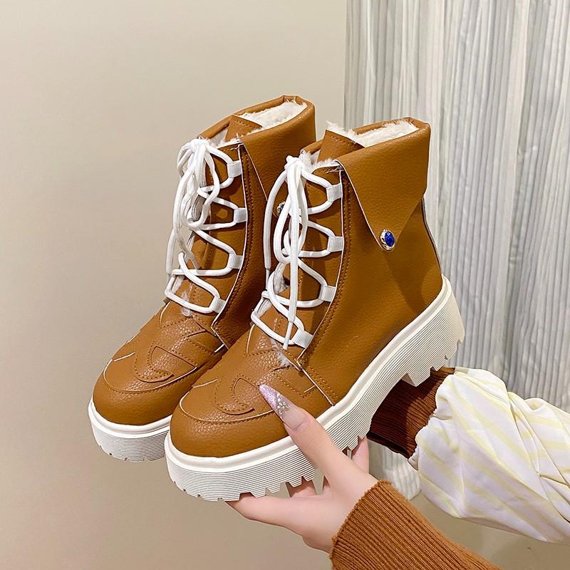 

Fashion High Top New Platform Versatile Athleisure Lace-Up Board Shoes Booties 35