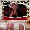 Romantic Anime Couple Tapestry Wall Hanging Night Embrace Silver Hair Manga Aesthetic Wall Art Indie Bedroom Decor