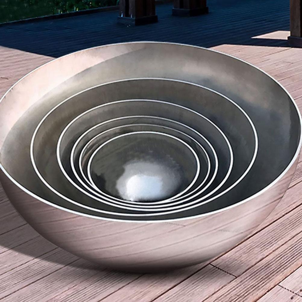 4 Pcs Lawn Reflective Ball Stainless Steel Ground Decoration Set Mirror Spheres Earth Gazing Balls Hemisphere