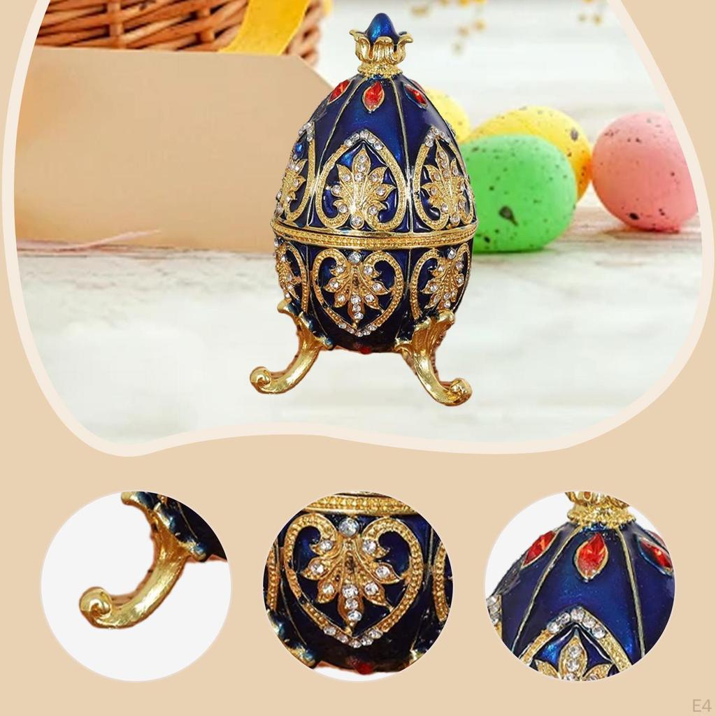 Easter Egg Trinket Box Enamel Jewelry Art Craft Birthday Gift Keepsake Zinc Alloy Tabletop