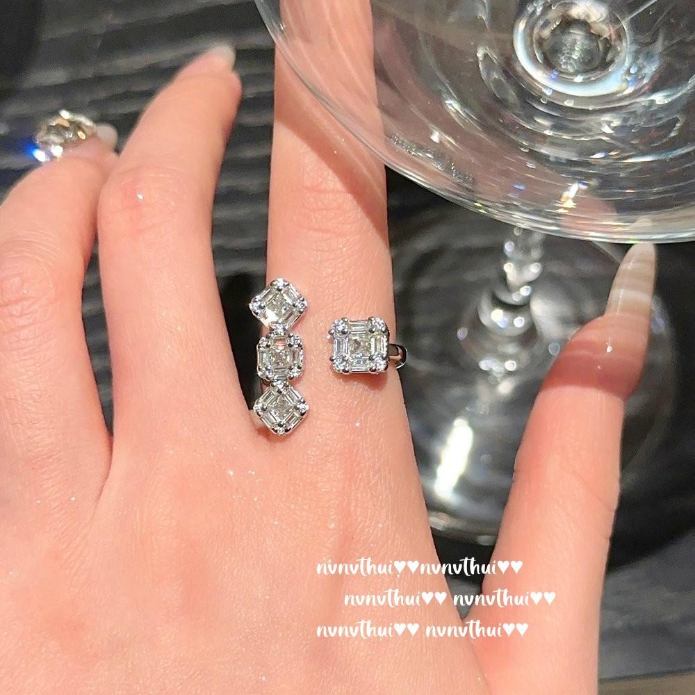 ** Comet, Big Gem Ring, Rich Family Gold, Plated With 18K Gold, Gypsy Star Sugar Cube Zircon Ring, Stacked Wear
