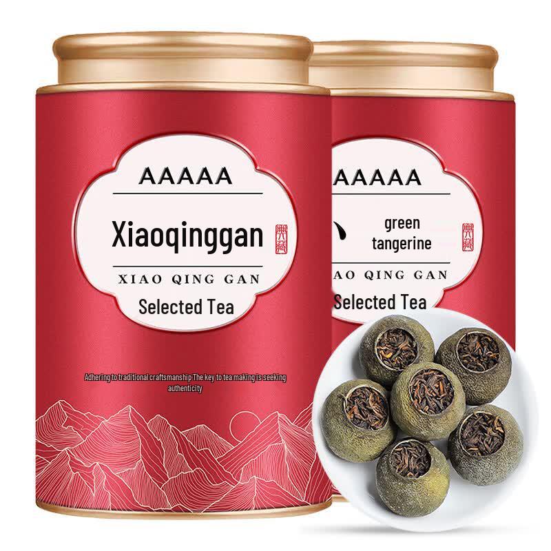 Junzhou Xinhui Small Green Tangerine Pu'er Ripe Tea (2x250g Cans)