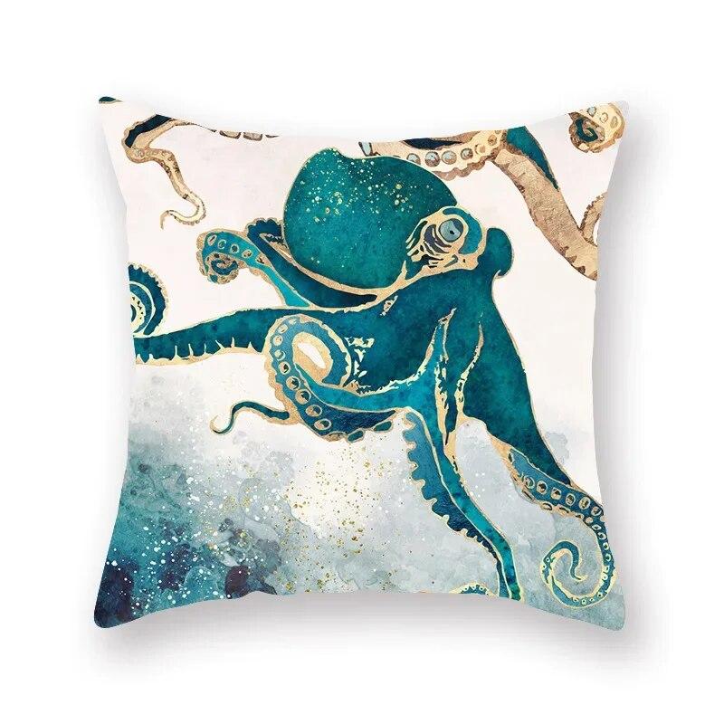 45x45cm Abstract Art Geometric Mountain Sunset Octopus Creative Pillow Cover Sofa Office Seat Cushion  Home Decoration