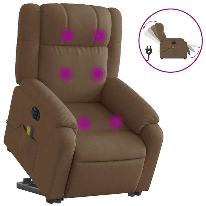 VidaXL Electric Massage Recliner Chair Brown Fabric 3205242