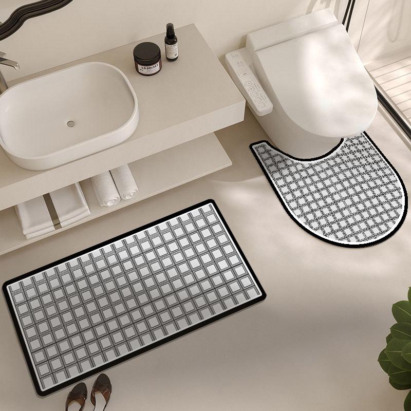 

Легкая роскошная ванная комната, трехсекционный U-образный унитаз, большой размер, впитывающий напольный коврик, нескользящий коврик для ног, мягкий коврик из диатомовой грязи 40*60cm