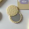 Portable Biscuit Make-Up Mirror Cheese Biscuit Design Biscuit Pocket Mirror  Daily Use