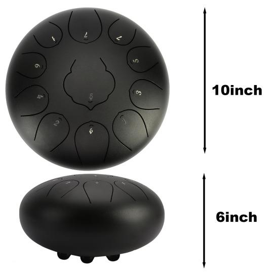 11 Notes 10 Inches Diameter Lotus Type Steel Tongue Drum Handpan Percussion Instrument with Bag Music Score Mallets