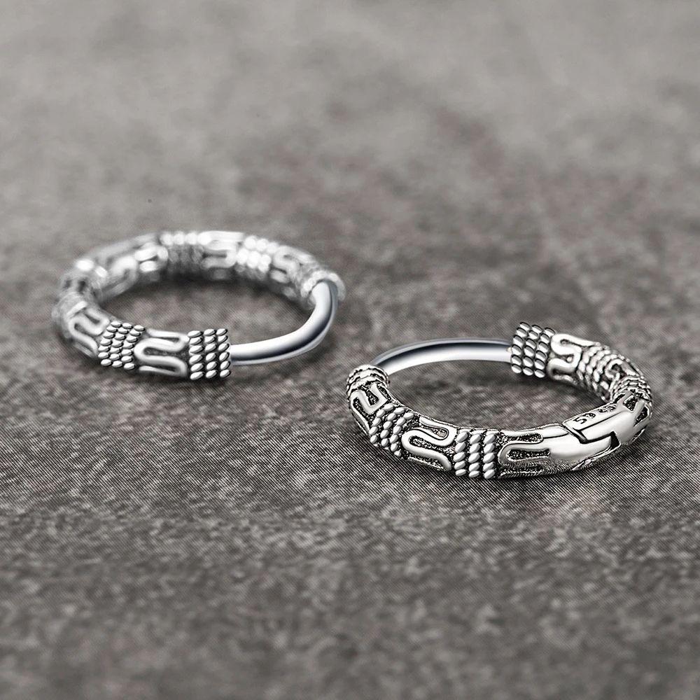 Metal Hip Hop Hemp Rope Women Hoop Earring Korean Style Ear Buckle Pattern Earring Fashion Jewelry