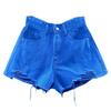 Women Blue High Waisted Ripped Distressed Denim Shorts