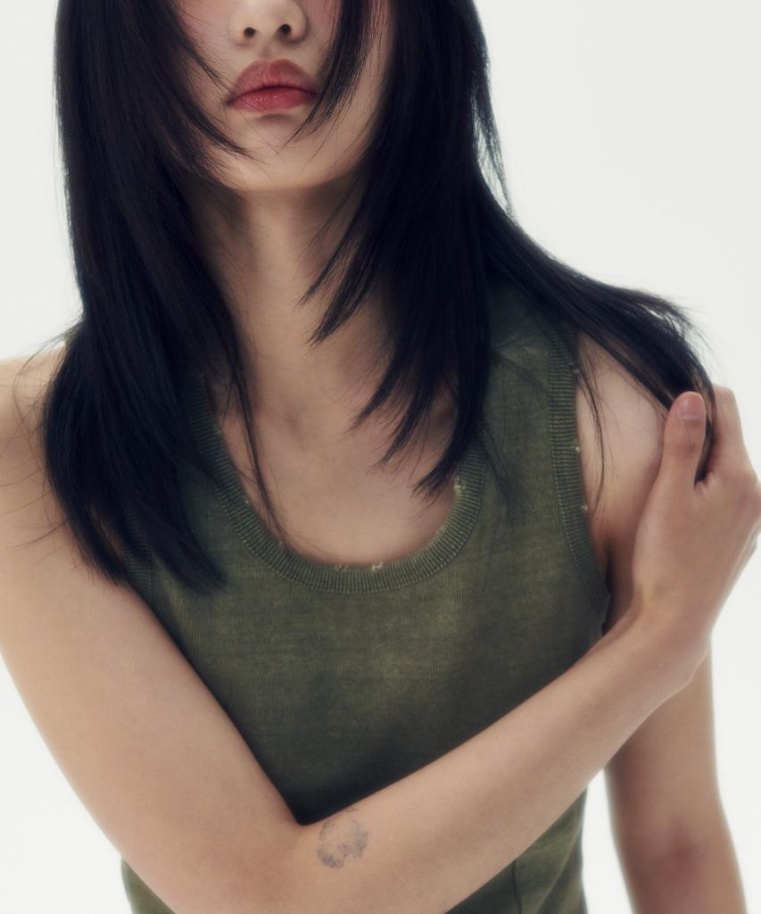 Leoninghai Washed Racerback Top [Khaki]
