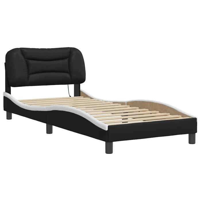 VidaXL Bed Frames with LED Lights, Upholstered Bed, Single Bed, Indoor Bedroom Adult Bed, Modern, Black 3213897