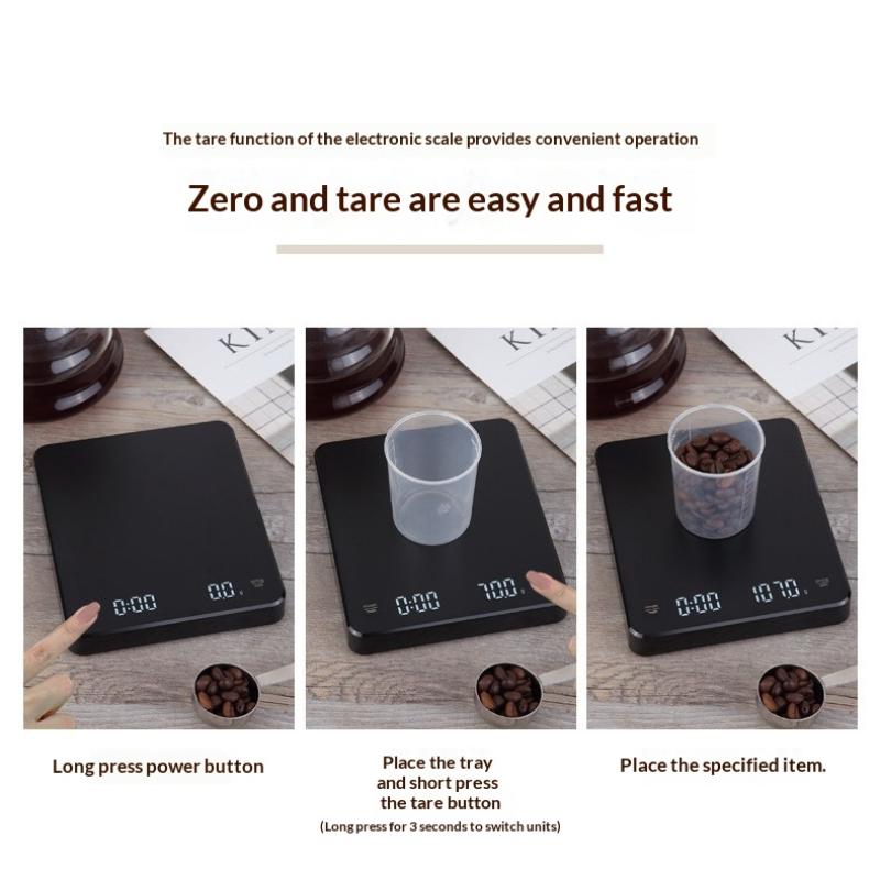 Usb Digital Coffee Scale Rechargeable Led Screen 0.1G High Accuracy Kitchen Espresso Brewing Measuring Timer Scale Home Cafe Use