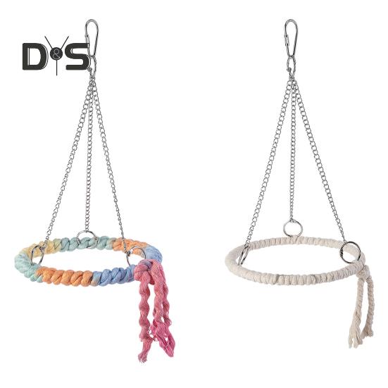 Parrot Bird Toy Cotton Rope Circle Toy Parrot Chew Bite Perch Bird Stand Climb Hanging Toy Swing Rope Ring Bird Cage Accessory